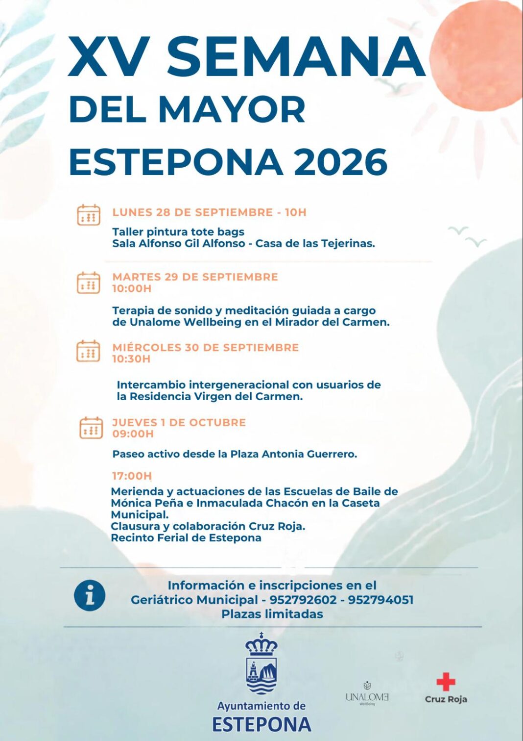 El Gabinete Geriátrico de Estepona programa cuatro días de actividades para mayores desde el 28 de septiembre