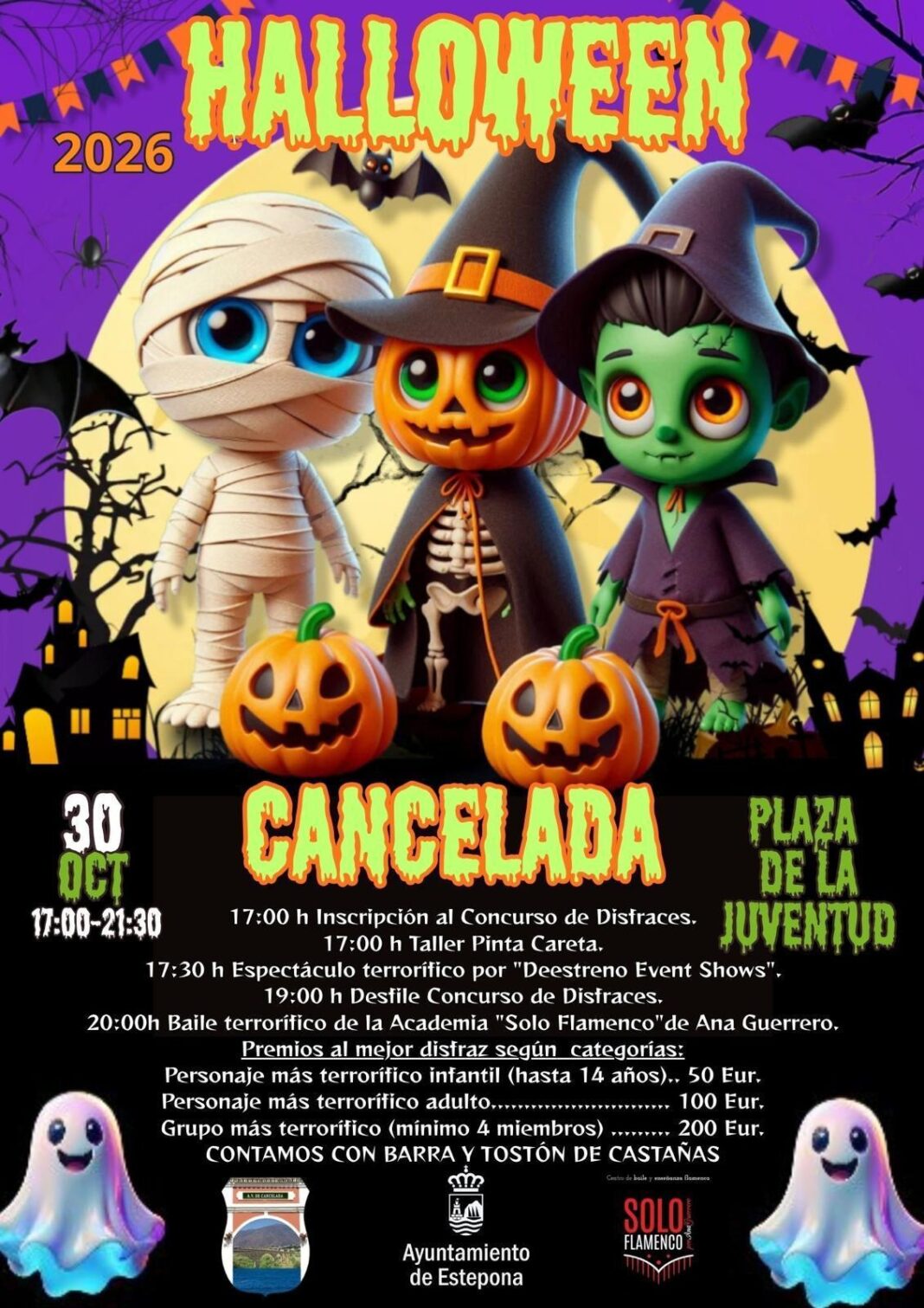 El Ayuntamiento de Estepona programa un Halloween con concurso de disfraces en Cancelada el 30 de octubre