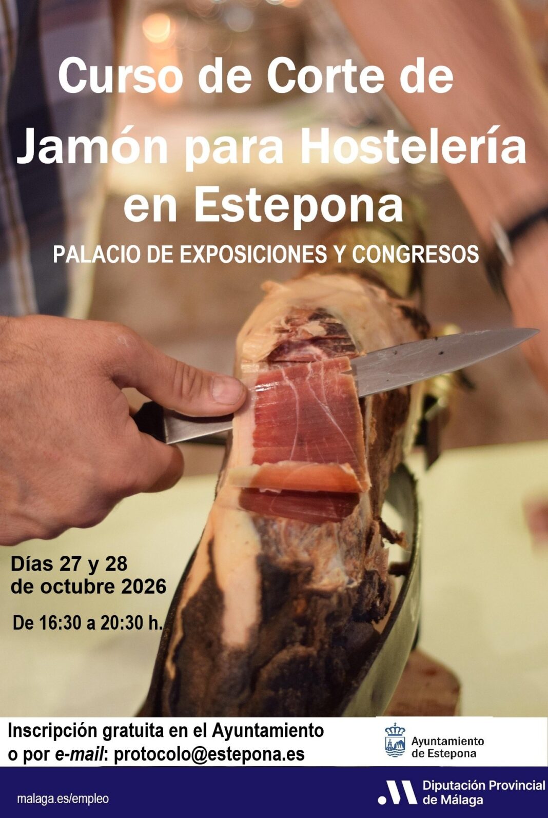 El Ayuntamiento de Estepona y la Diputación de Málaga organizan un curso de corte de jamón